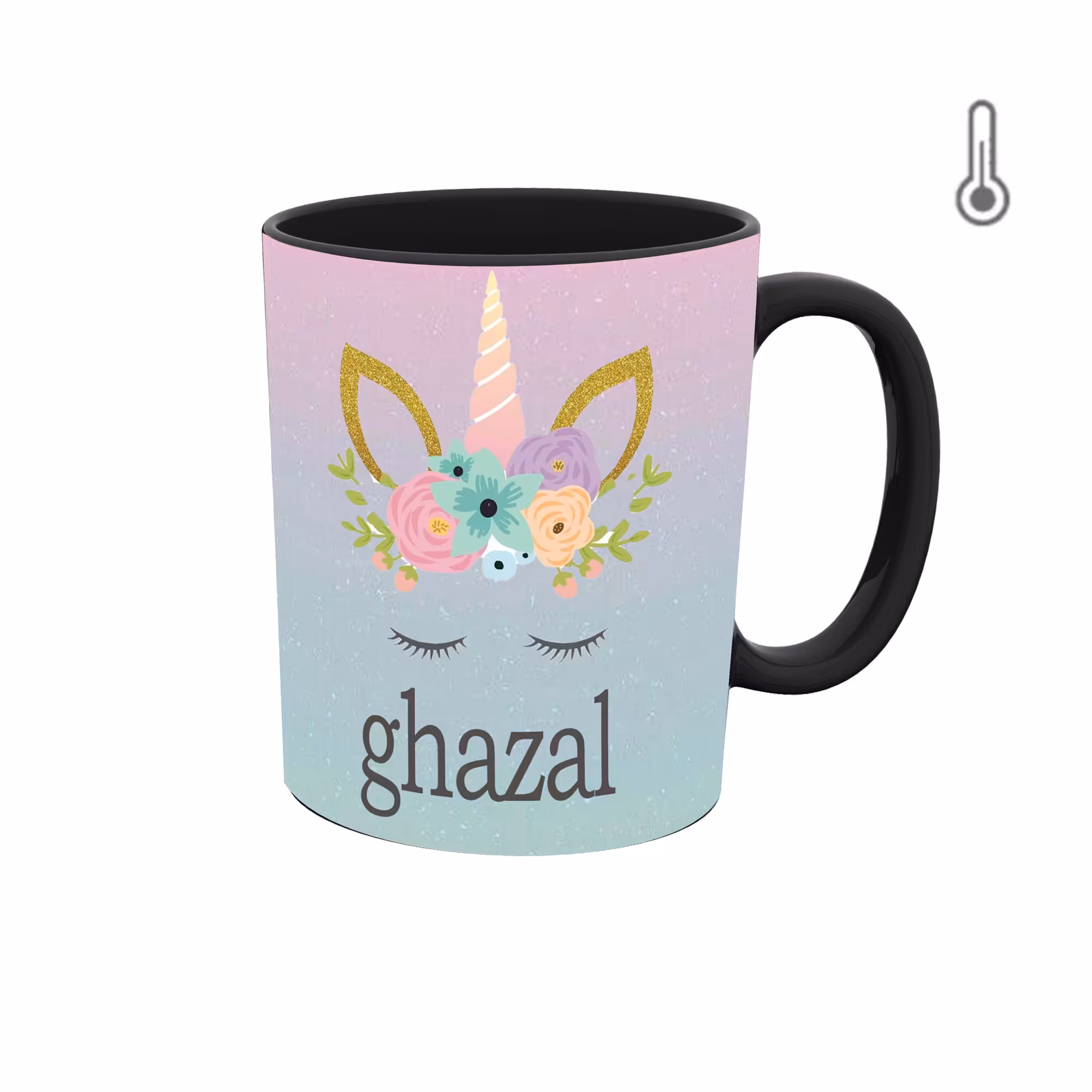 ماگ حرارتی طرح اسم غزل مدل unicorn یونیکورن 