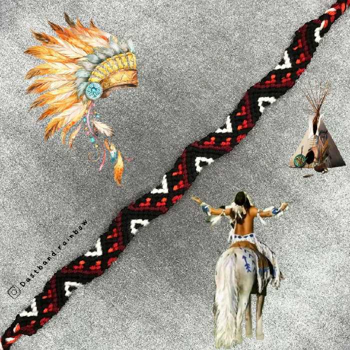 دستبند بافتنی سرخپوستی قرمز مشکی