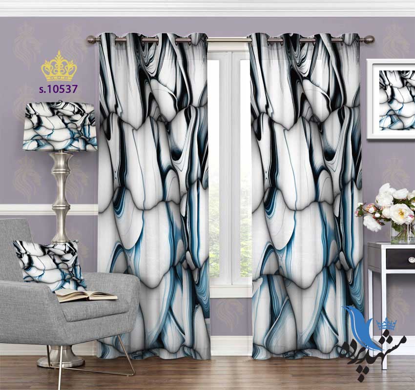 پرده پانچ طرح ابر و بادی S10537