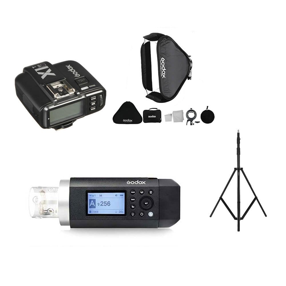 فلاش پرتابل گودکس Godox Witstro AD400 Pro به همراه فرستنده نیکون X1  سافت باکس 60×60 و پایه