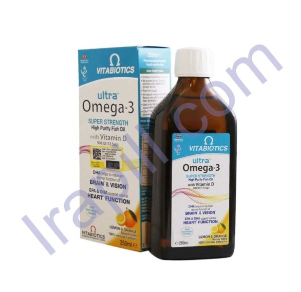 شربت اولترا امگا 3 همراه با ویتامین D ویتابیوتیکس 250 میلی لیتر