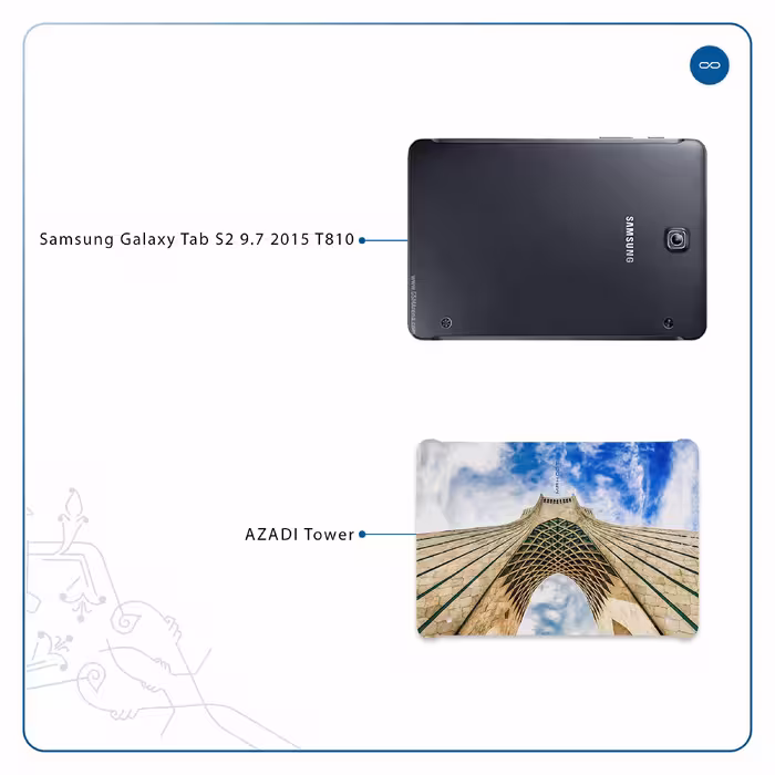 برچسب پوششی ماهوت مدل AZADI-Tower مناسب برای تبلت سامسونگ Galaxy Tab S2 9.7 2015 T810