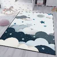 فرش چاپی اتاق نوزاد طرح ابر و ماه و سناره زمینه روشن HQ-3210