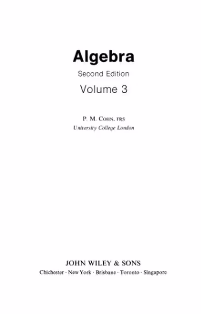 خرید و دانلود نسخه کامل کتاب Algebra Volume 3, 2nd Edition