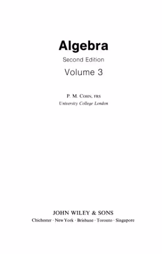 خرید و دانلود نسخه کامل کتاب Algebra Volume 3, 2nd Edition