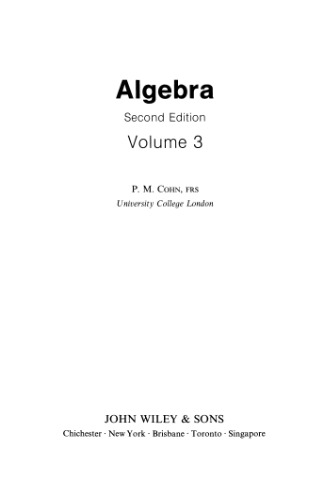 خرید و دانلود نسخه کامل کتاب Algebra Volume 3, 2nd Edition