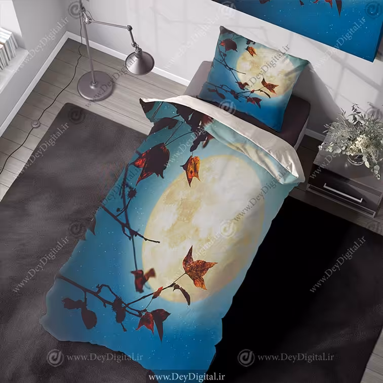 روتختی تصویر ماه و آسمان پر ستاره و شاخه درخت pk-3225