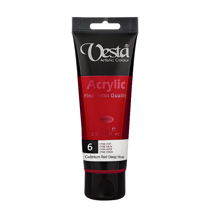 رنگ اکریلیک تکی وستا Cadmium Red Deep Hue 6 حجم 75 میلی لیتر