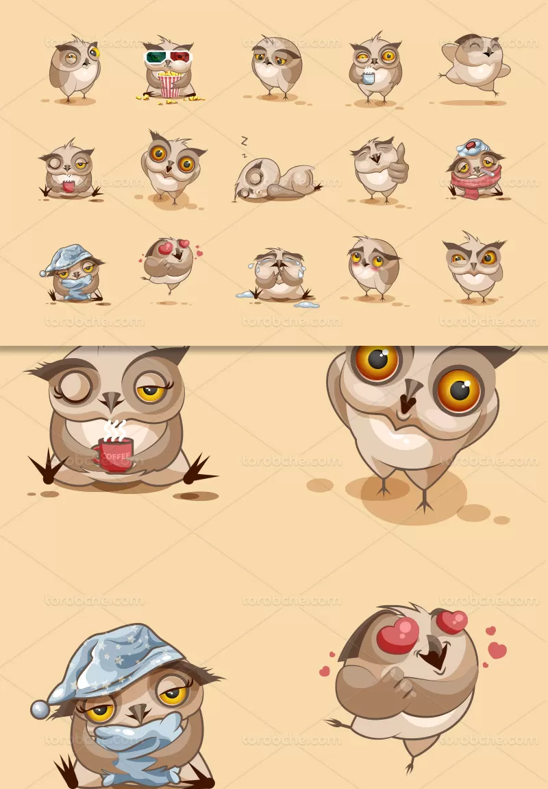 وکتور کاراکتر جغد با کیفیت | گرافیک با طعم تربچه