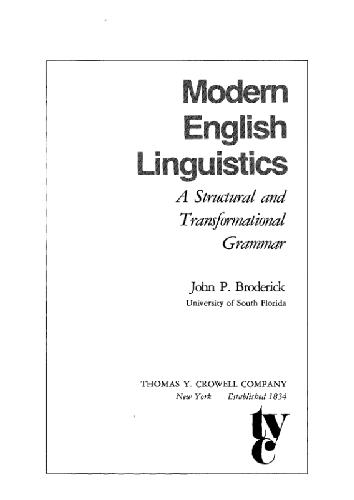 خرید و دانلود نسخه کامل کتاب Modern English linguistics: a structural and transformational grammar