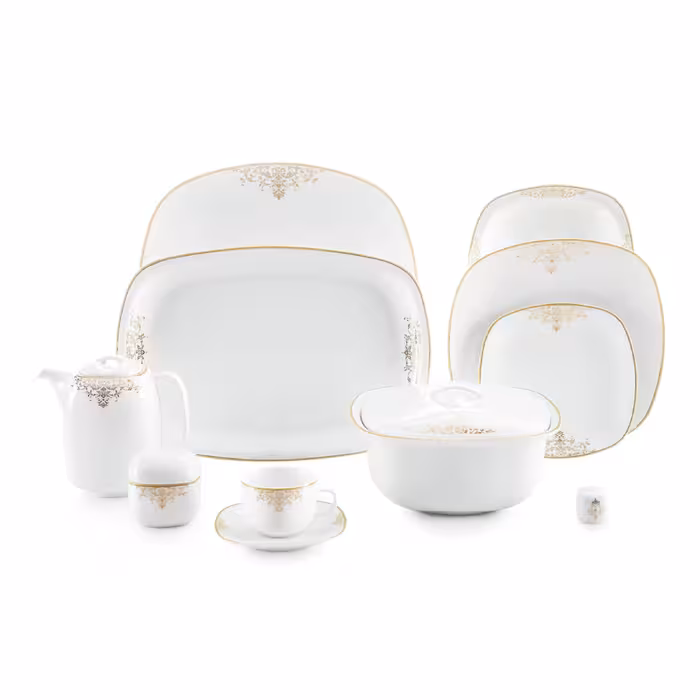 سرویس غذاخوری 98 پارچه چینی زرین ایران سری کواترو مدل مونت کارلو درجه عالی