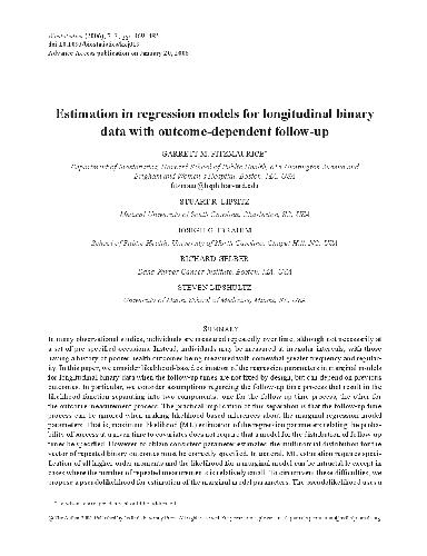 خرید و دانلود نسخه کامل کتاب Estimation in regression models for longitudinal binary data with outcome-dependent follow-up