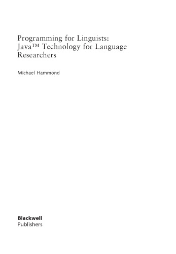 خرید و دانلود نسخه کامل کتاب Programming for Linguists: Java TM Technology for Language Researchers