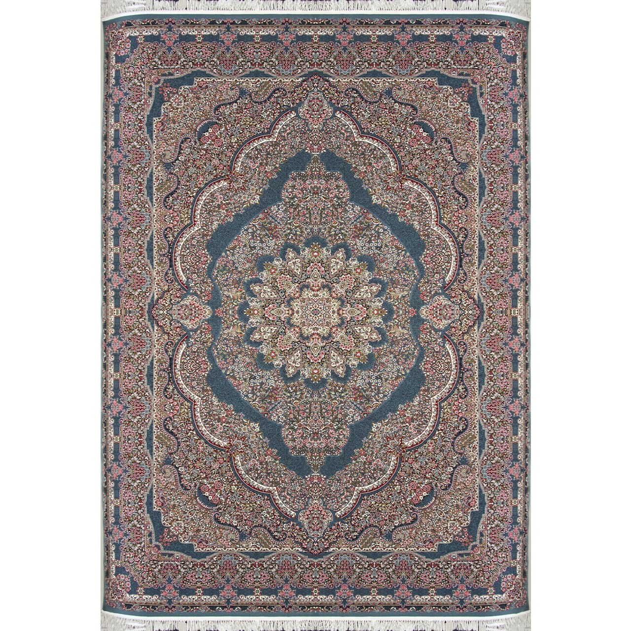 فرش ماشینی زمرد مشهد طرح 25004 زمینه آبی