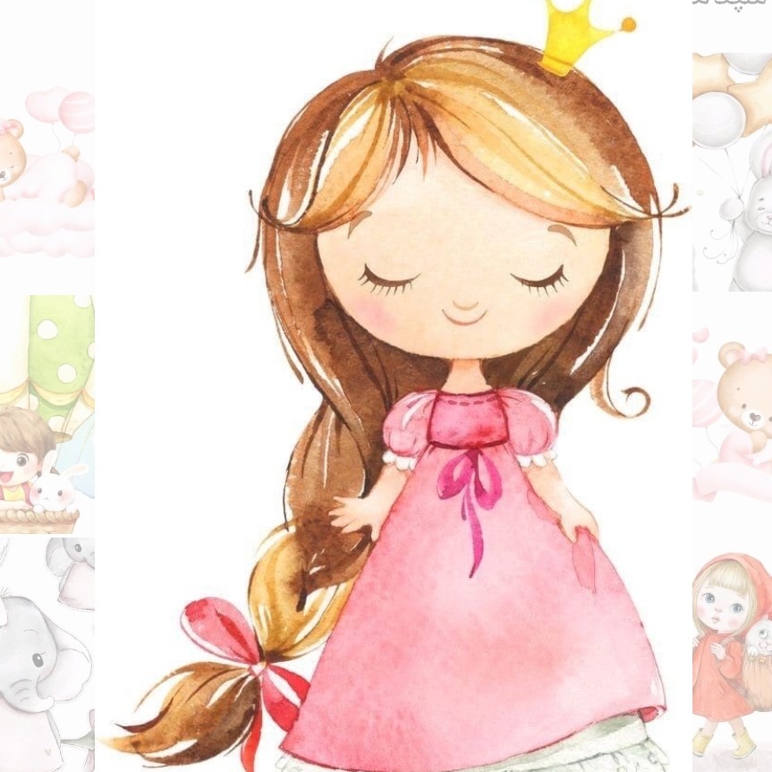 تابلو نقاشی آبرنگی پرنسس کوچولو جهت دکوراسیون فضای کودک (پس کرایه)