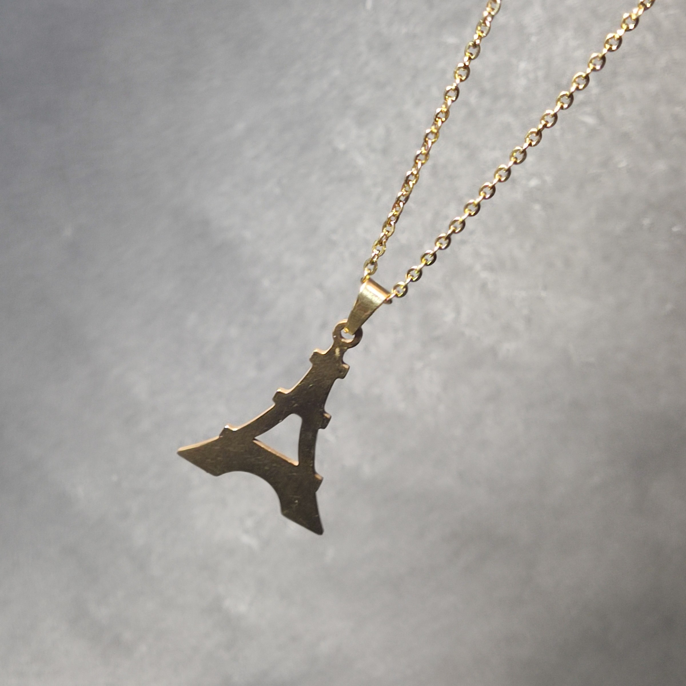 گردنبند استیل طرح برج ایفل طلایی رنگ ثابت ضد حساسیت