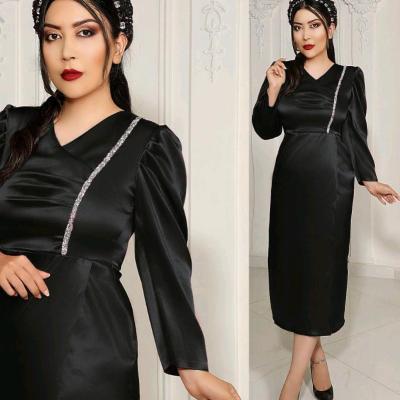 پیراهن زنانه مجلسی ساتن آمریکایی مدل مزون دوز از سایز34تا60