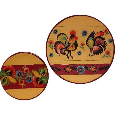 بشقاب دیوارکوب سفالی مدل فانتزی مجموعه 2 عددی