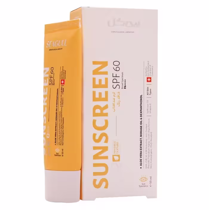 سی گل کرم ضد آفتاب بی رنگ انواع پوست 50 میل SPF60 طرح جدید