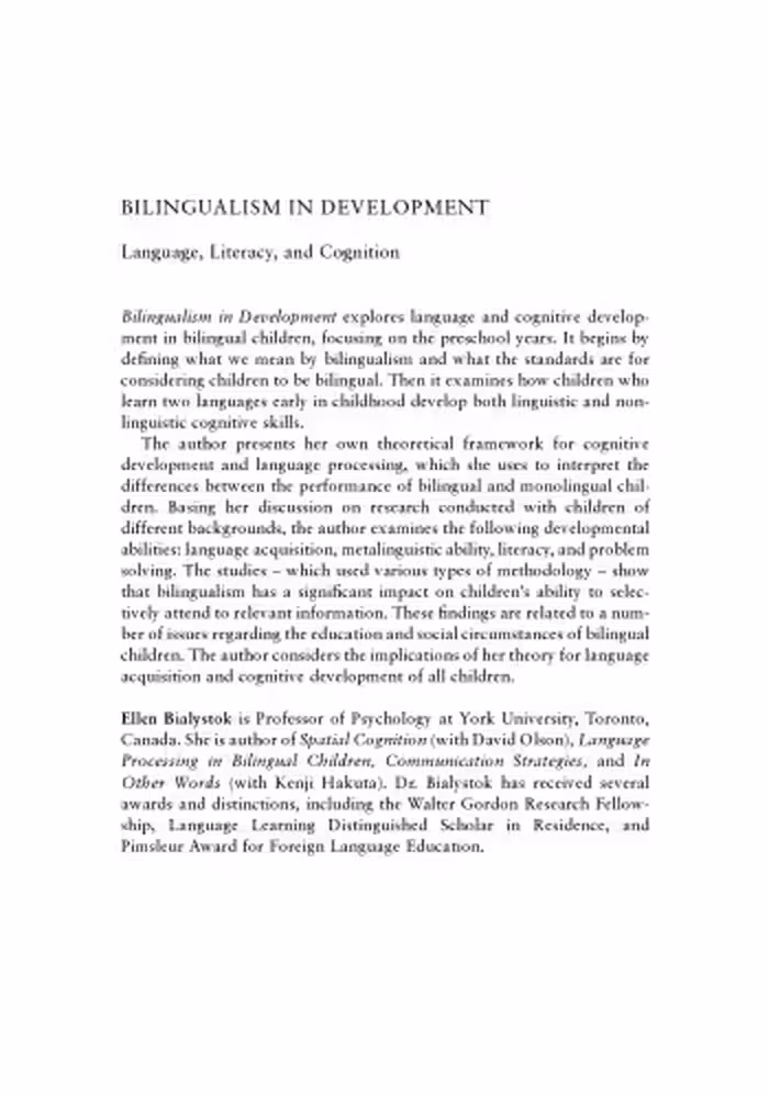 خرید و دانلود نسخه کامل کتاب Bilingualism in Development: Language, Literacy, and Cognition