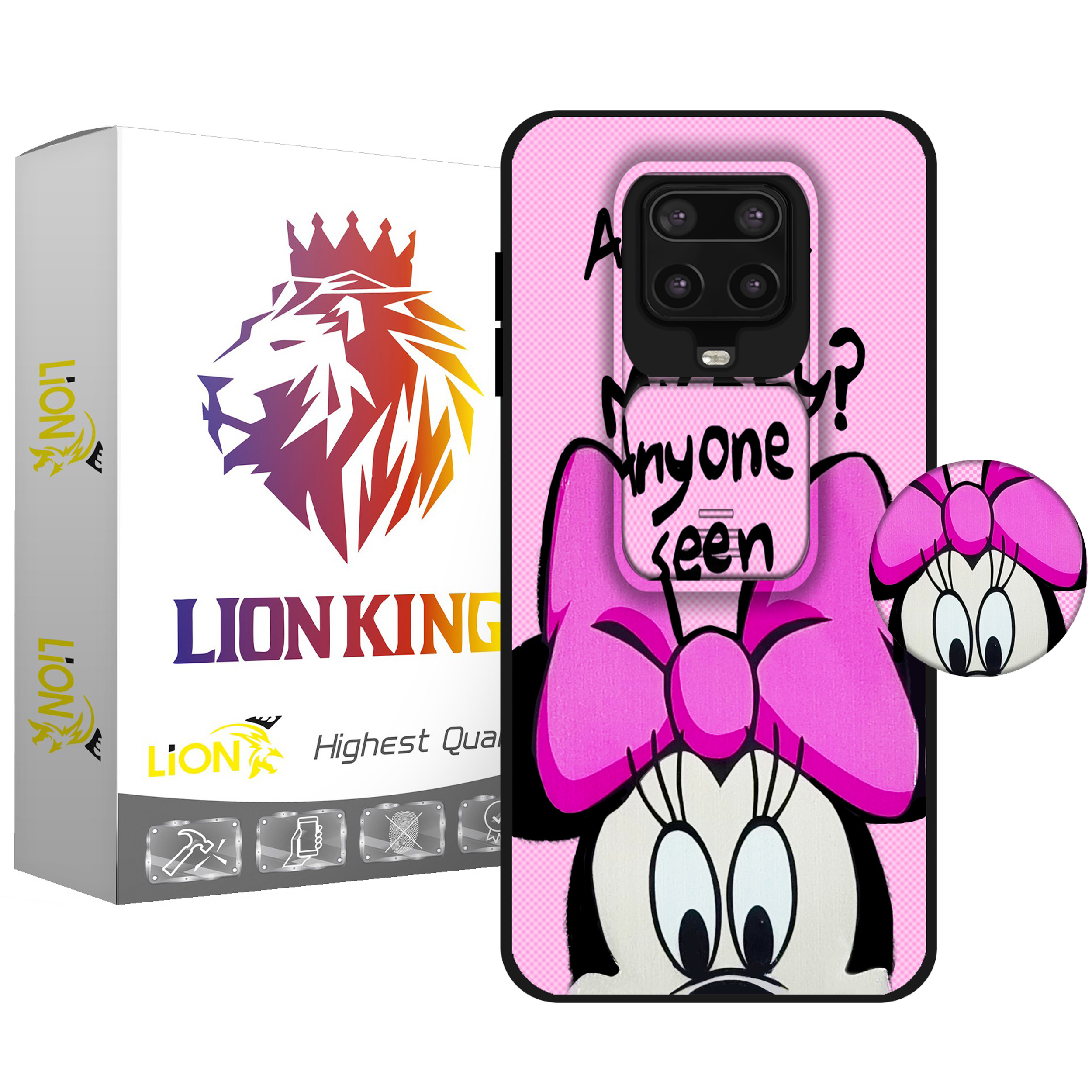  کاور لاین کینگ مدل minisotatii J2 مناسب برای گوشی موبایل سامسونگ Redmi Note 9S / Note 9 Pro / Note 9 Pro Max به همراه پایه نگهدارنده