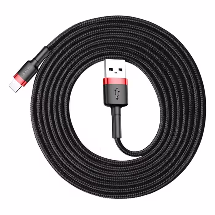 کابل USB به لایتنینگ باسئوس  Baseus cafule Cable USB For lightning 1.5A 2M Red Black