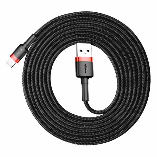 کابل USB به لایتنینگ باسئوس  Baseus cafule Cable USB For lightning 1.5A 2M Red Black