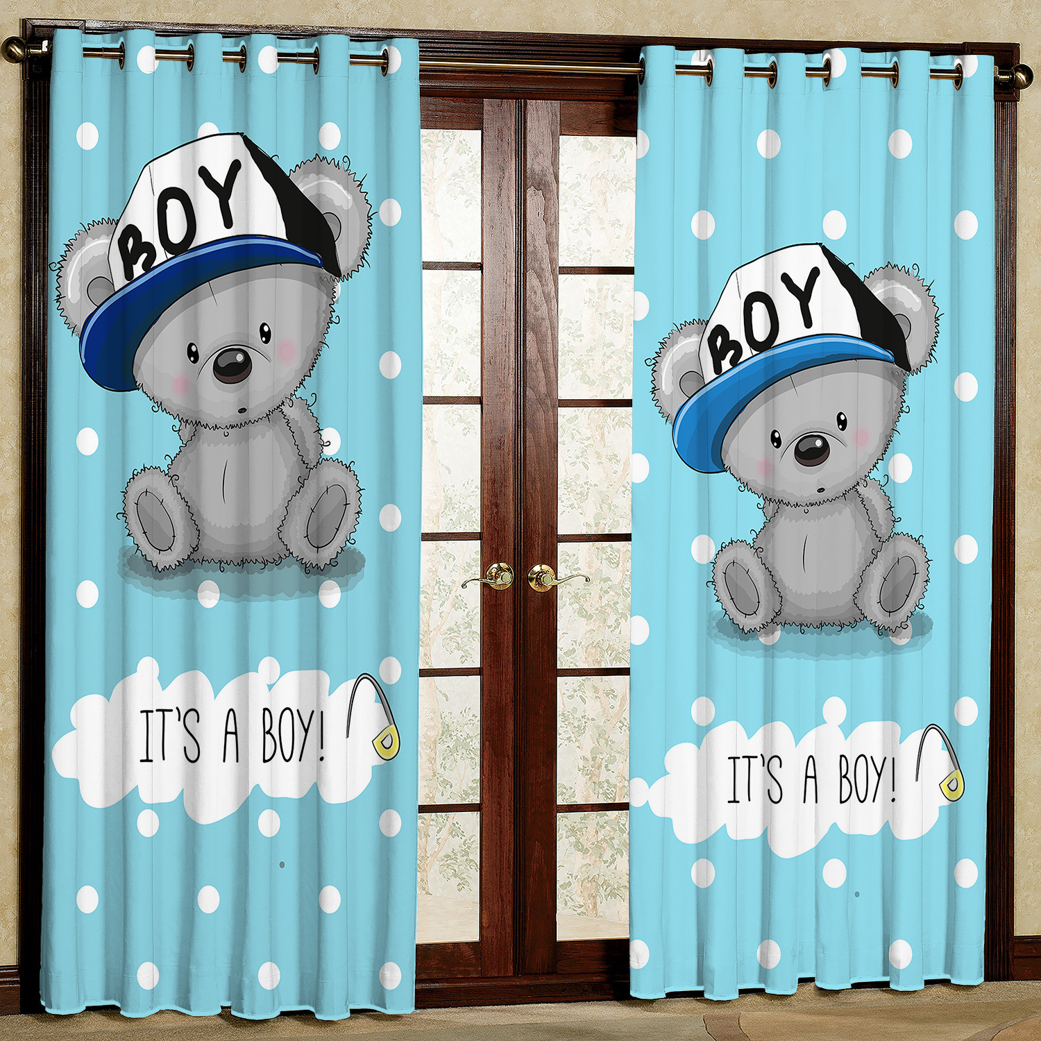   پرده مدل فیل کلاه آبی هازان پانچی کد 4752a سایز 140x200 سانتی متر