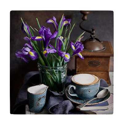  کاشی کارنیلا طرح گلدان گل و فنجان کاپوچینو کد wkk557