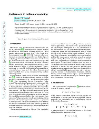 خرید و دانلود نسخه کامل کتاب Quaternions in molecular modeling
