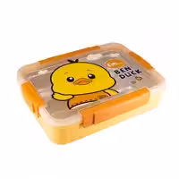 لانچ باکس استیل کودک 4 خانه فانتزی طرح حیوانات