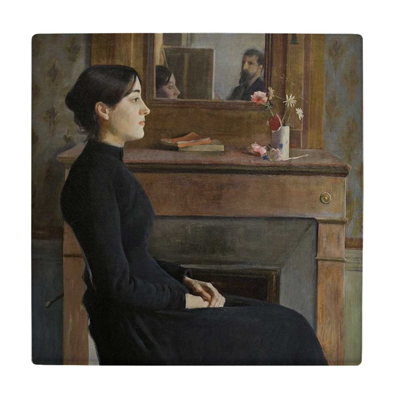 کاشی طرح نقاشی بانوی سیاهپوش کد wk614