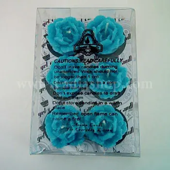 شمع گل رز 6 تایی آبی فیروزه ای