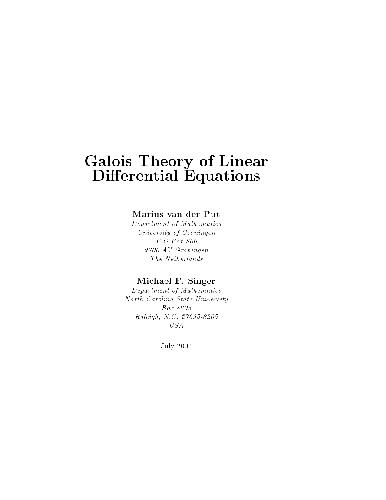 خرید و دانلود نسخه کامل کتاب Galois Theory of Linear Differential Equations