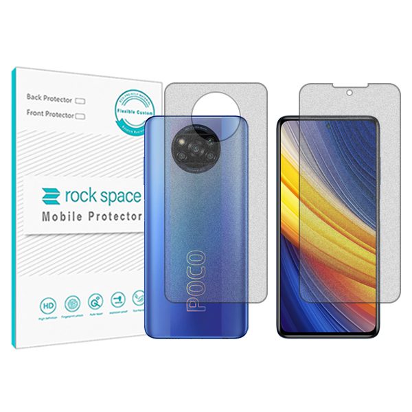 گلس صفحه نمایش و پشت گوشی شیائومی نسخه Poco X3 Pro مدل نانو هیدروژل مات برند راک اسپیس کدSS