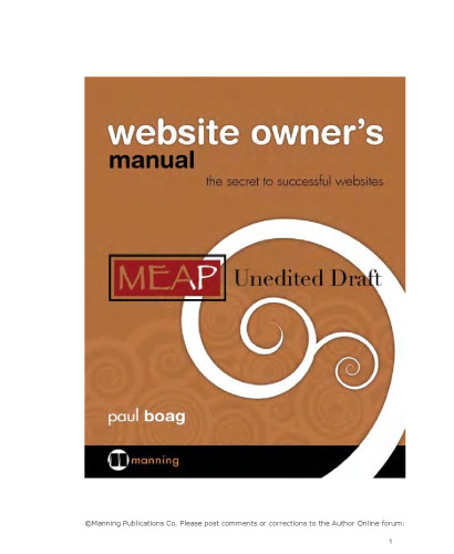 خرید و دانلود نسخه کامل کتاب Website Owner&#039;s Manual - Unedited Draft, Meap Edition