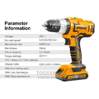 دریل پیچ گوشتی چکشی شارژی اینکو مدل CIDLI20031