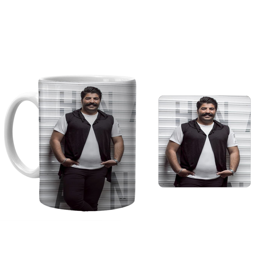 ماگ طرح بهنام بانی کد1 به همراه زیر لیوانی 