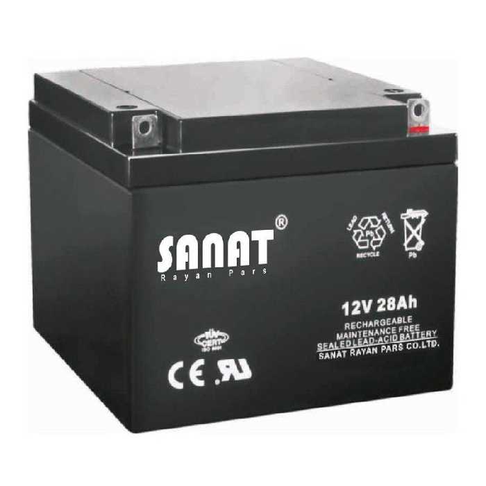 باتری یو پی اس صنعت رایان پارس 12 ولت 28 آمپر ساعت