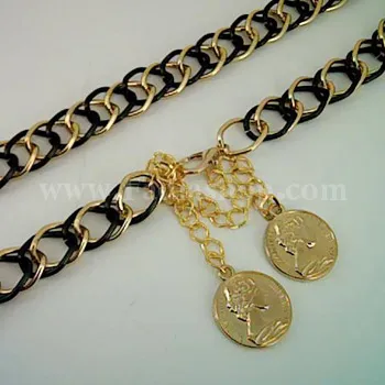 کمربند زنجیری دو رنگ مشکی طلایی