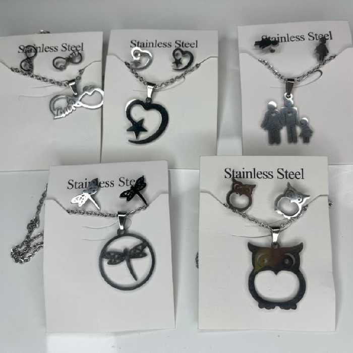 نیم ست استیل  نقره ای رنگ ثابت