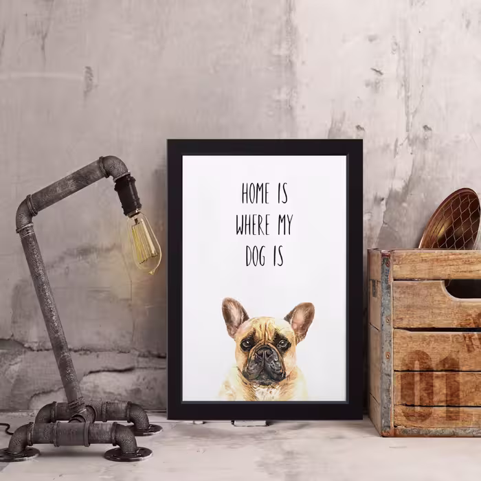 تابلو مدل مینیمال Home is where my dog is کد M1406-b