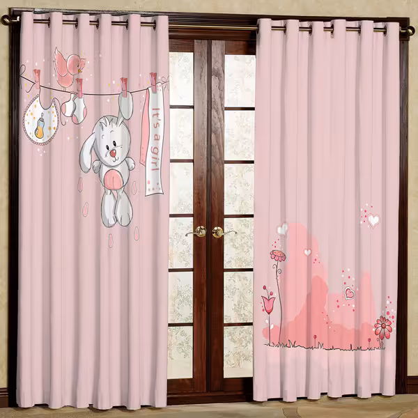 پرده مدل خرس چاپی هازان پانچی کد 319 سایز 200x140 سانتی متر