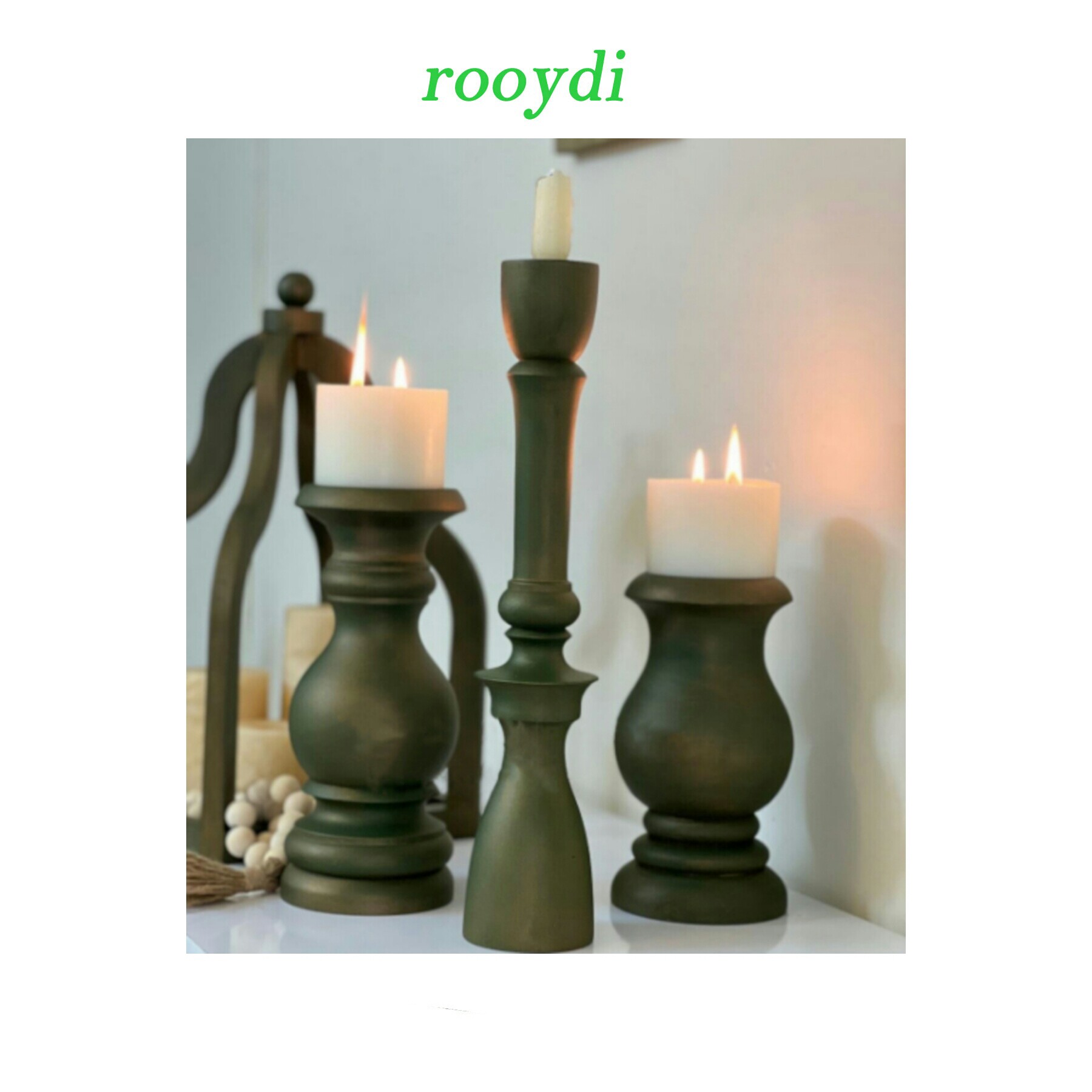 ست شمعدانی در دوسایز 15و20 سانتی رنگ مشکی چوب روس پوشش سیلرکیلر