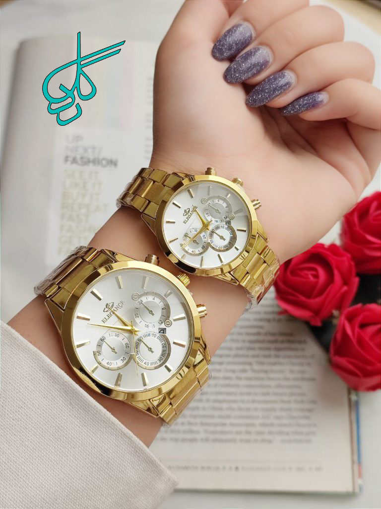 خرید ست ساعت مردانه و زنانه الگانس تقویم دار رنگ ثابت دارای رنگ بندی متنوع کیفیت عالی کد 2115696 - ردگل