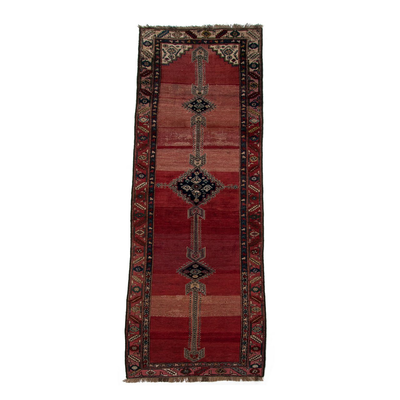 فرش قدیمی دستباف کناره طول سه و نیم متر سی پرشیا کد 101787