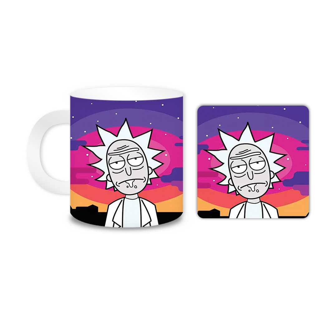 ماگ مدل ریک و مورتی کد 2032 به همراه زیر لیوانی