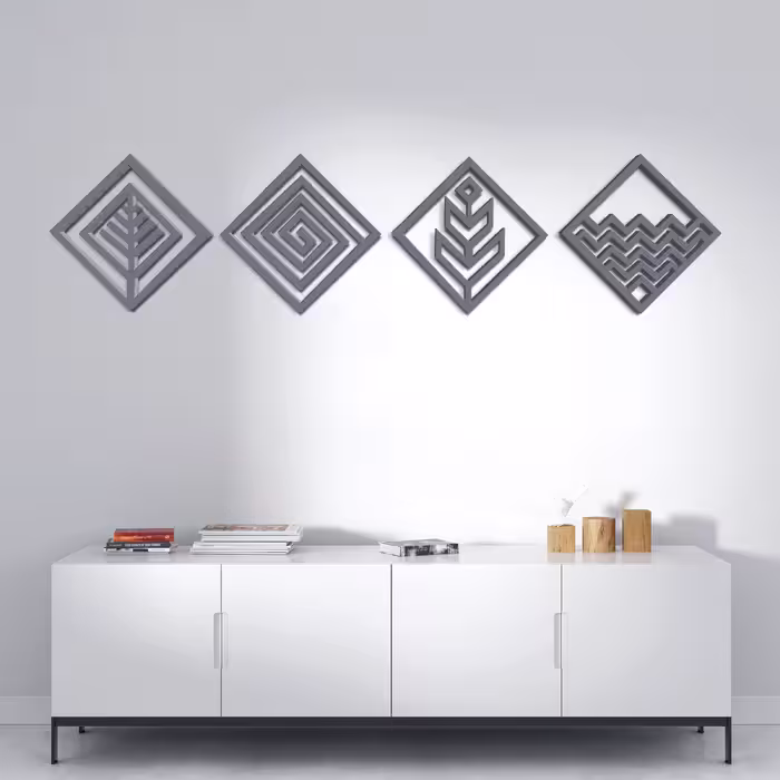 دیوارکوب مدل عناصر چهارگانه طرح لوزی مجموعه 4 عددی