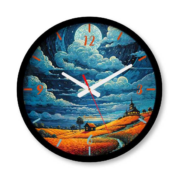 ساعت دیواری بزرگ راویتا طرح نقاشی سبک ون گوک – روستا کد 3556