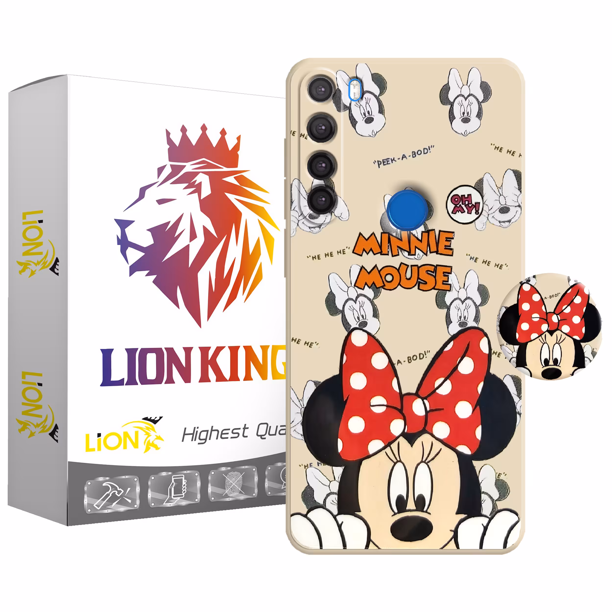 کاور لاین کینگ مدل مینی موس  مناسب برای گوشی موبایل  شیائومی Redmi Note 8  به همراه پایه نگهدارنده